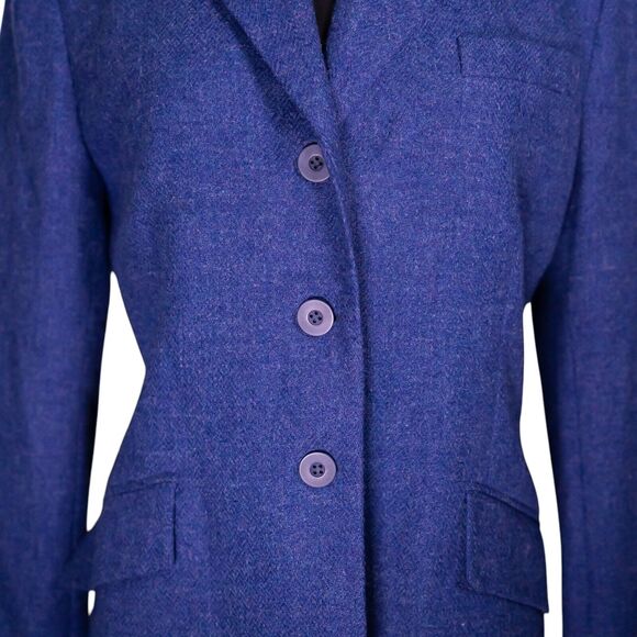 Vintage Jones New York Women's Blazer Purple Tweed Wool Velvet Collar Jacket 12 - Picture 5 of 10